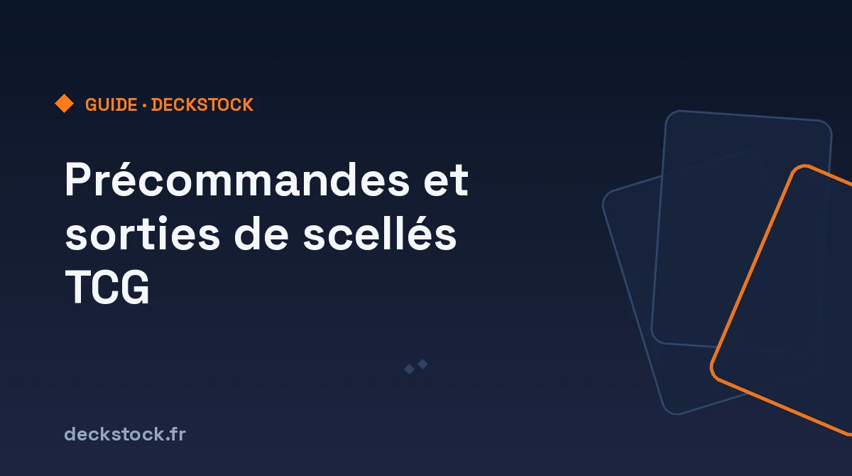 Displays et ETB de jeux de cartes à collectionner scellés, rangés avec soin sur des étagères claires
